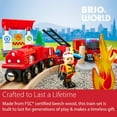 thumbnail image 2 of BRIO World Rescue Firefighter Set - 18-Piece FSC-Certified Wood Train Set & Accessories - Fire Train Engine with Lights and Sound, Wooden Tracks & More - Works with A, 2 of 8