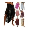 thumbnail image 3 of Rdhnmea Womens Lace Long Skirts Elastic Asymmetrical Layered Hem Sexy See-Through Flowy Skirts Floral Beach Maxi Skirt, 3 of 7