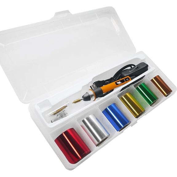 Hot Foil Embossing Stamping Pen with 6 Rolls Hot Foil Papers, USB Powered (with 4 Nibs) (Yellow)