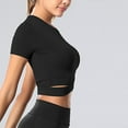 thumbnail image 2 of Cathalem Oversized Tshirts for Women 2024 Summer Slim Fit Ribbed Knit Basic Tee Tops,Black M, 2 of 5