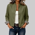thumbnail image 6 of QIYAGBSA Cropped Jackets for Women Ruffle Stand Collar Button Down Plaid Cuffs Lightweight Long Sleeve with Pockets for Fall Casual Weekend Wear, 6 of 9