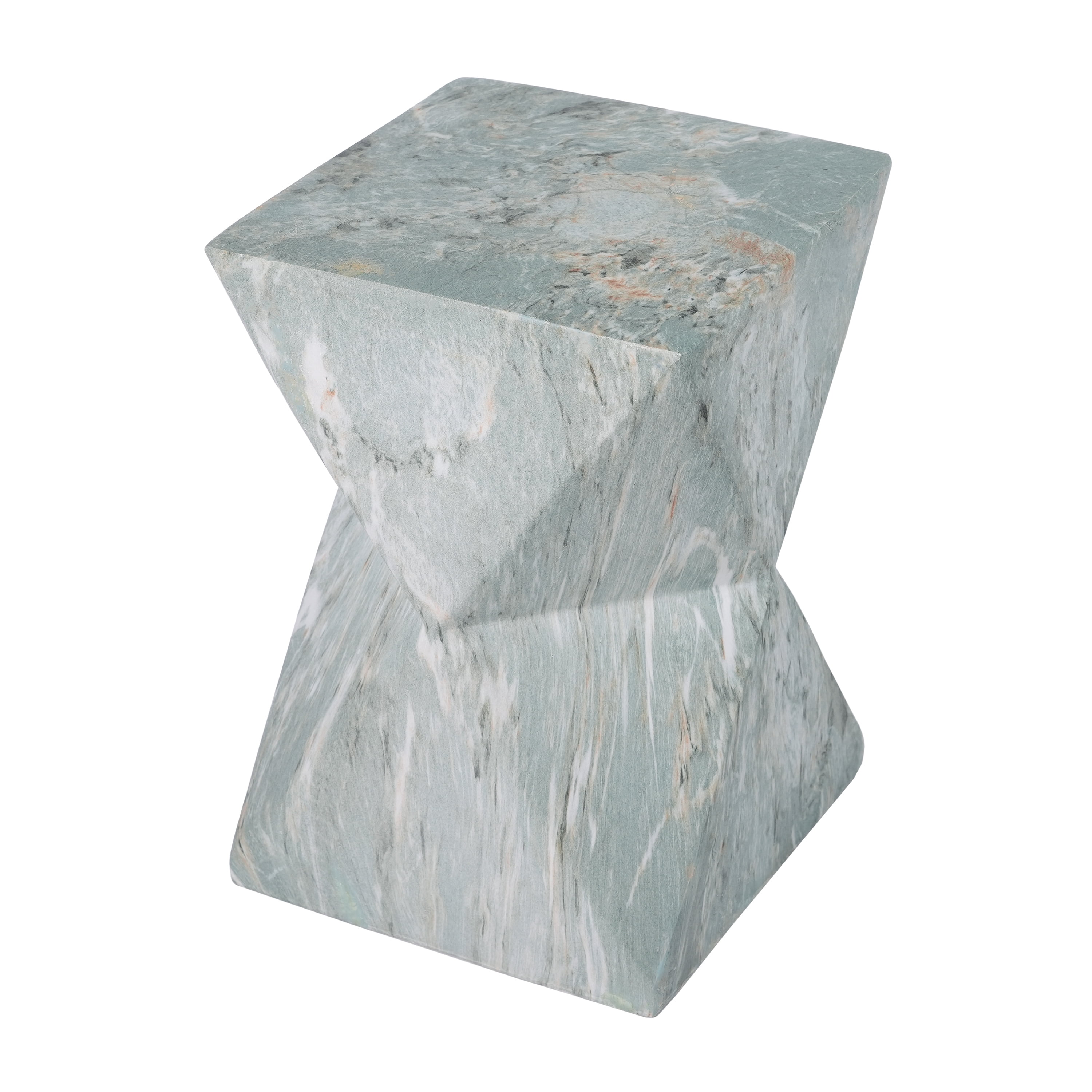 Mintazer 18.5"H Modern Geometric Hourglass MGO Side Table, Indoor & Outdoor Sculptural Accent End Table Plant Stool for Living Room Bedroom Patio Garden, Green