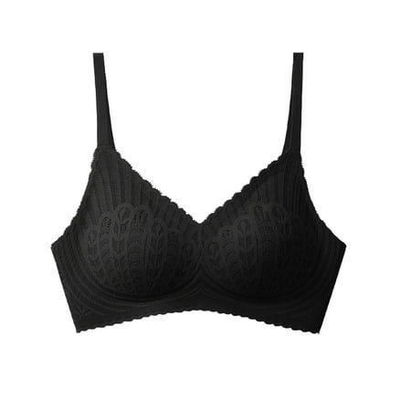 Women Lace Everyday Bra Wireless Full Coverage Lingerie Push Up Basic Bras Scalloped Bras Minimizer Bra Full Coverage Everyday Bra Embroidery Wirefree Intimate Apparel