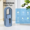 thumbnail image 2 of CAYNEL 11.8 Inch Portable Bladeless Desktop Fan,   Desktop Personal Fan with 7 Colors Ambient Light, 3 Fan Speeds, Humidifier Electric Fan for Home, Office and Bedroom Blue, 2 of 8