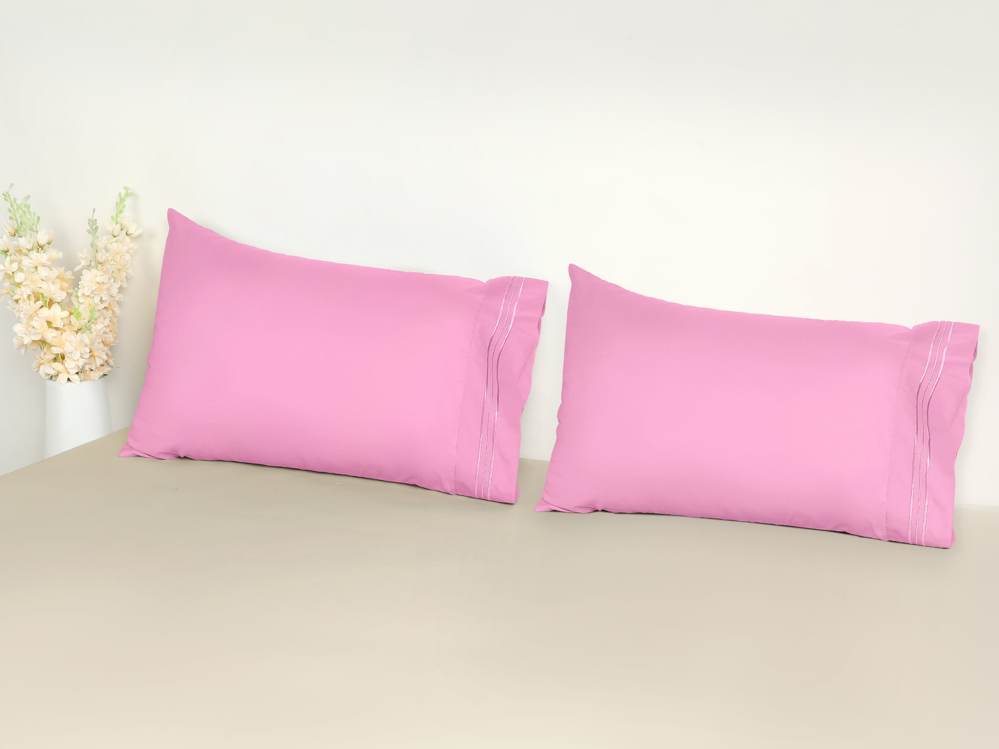 Unique Bargains 2 Pack Polyester Pillow Cases Pillow Covers Standard Light Pink