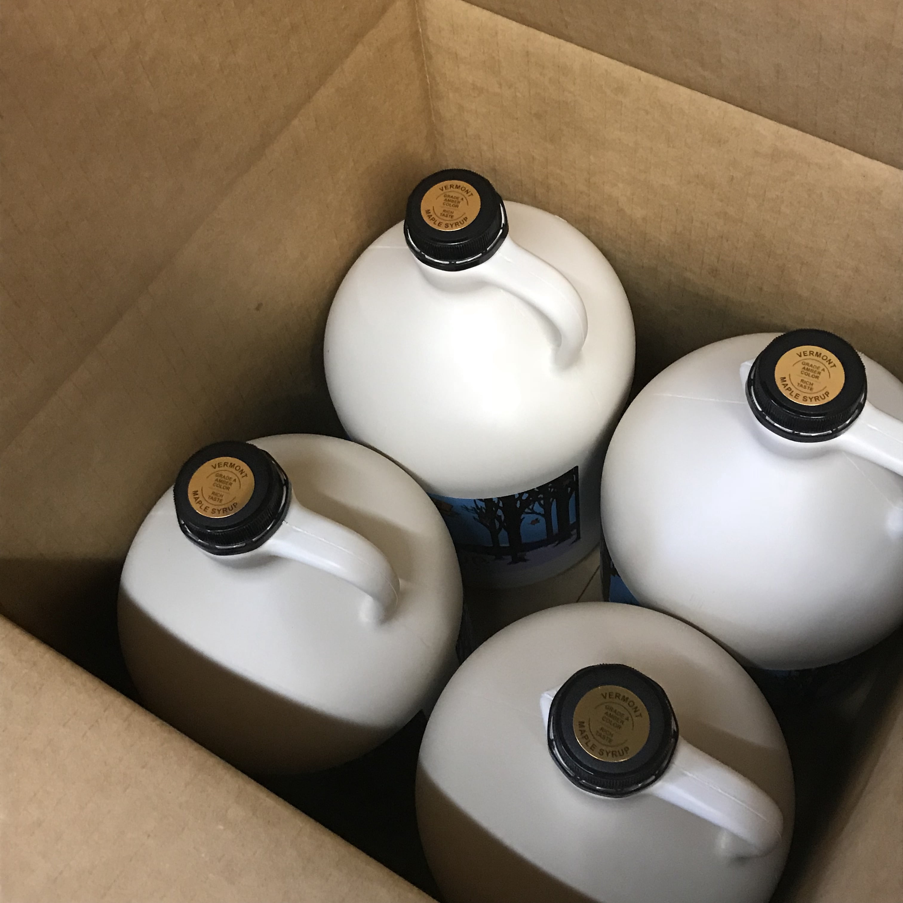 Four 1 Gallon Jugs of Pure Vermont Maple Syrup - Grade A Dark Robust (Former Grade B)