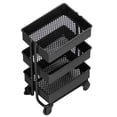 thumbnail image 3 of Dollhouse 3 Tier Storage Rack, Doll House Kitchen Storage Rack Modern Rectangle Style Metal Movable Simulation 1:12 Scale  For Kids Black, 3 of 8