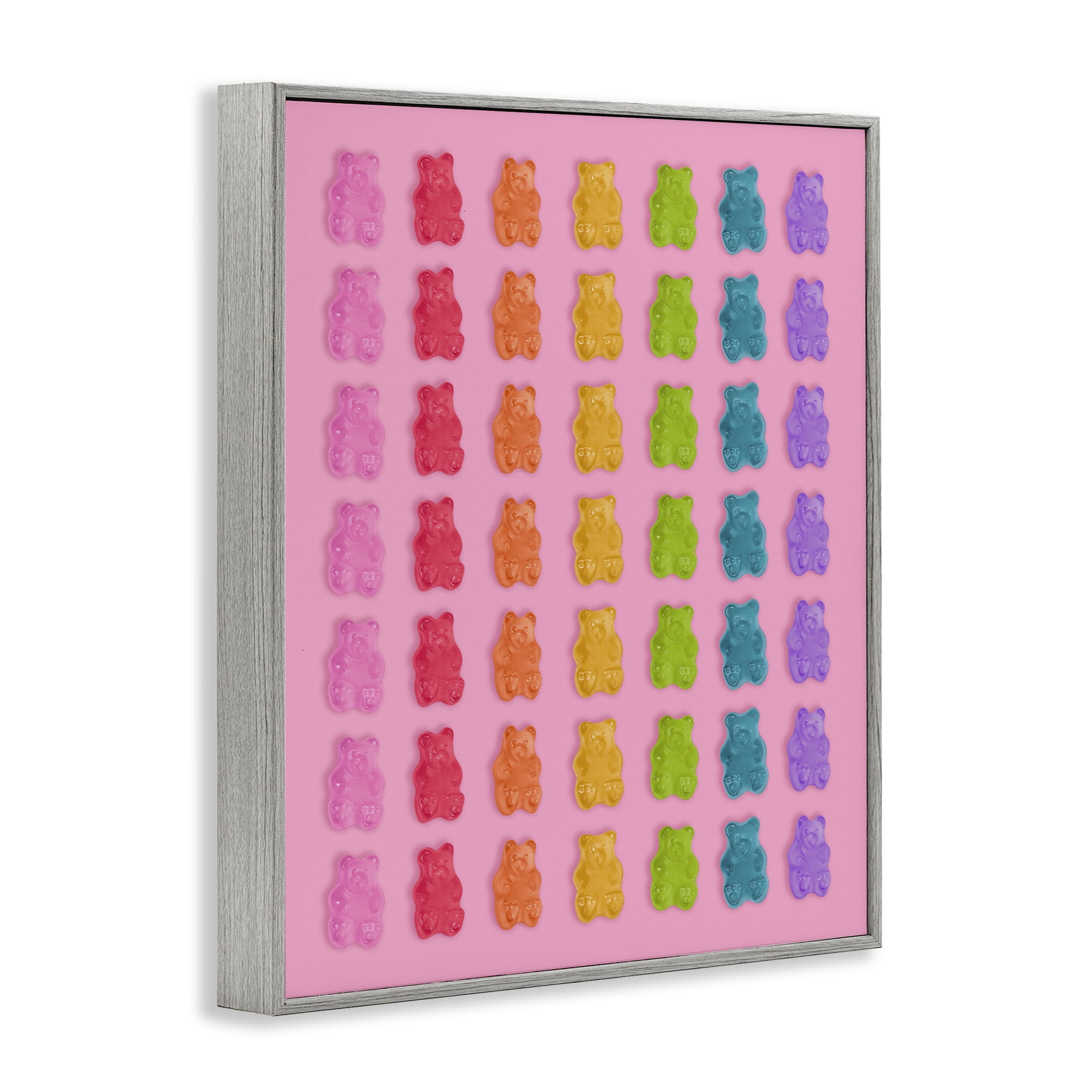Stupell Industries Rainbow Bears in Stripes Gray Framed Giclee Art, design by LISH Creative
