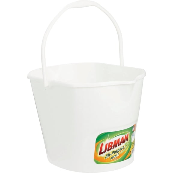 Libman Utility Bucket Plastic Heavy Duty - 3 Gal, White, Single Piece