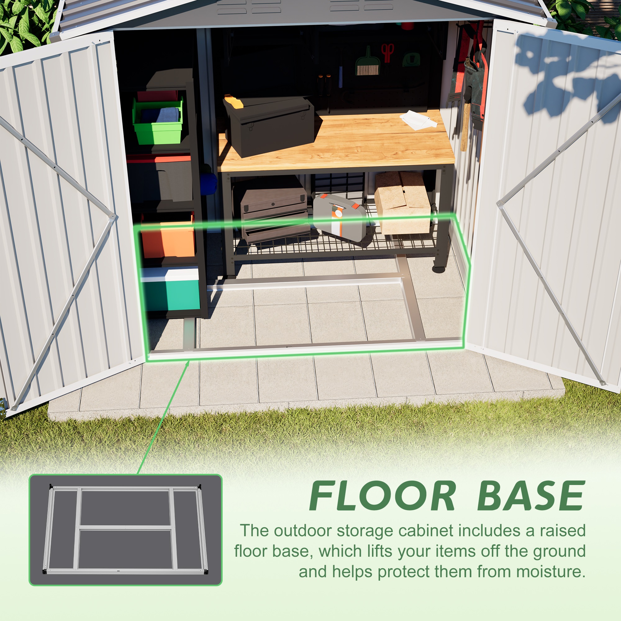 6x4FT Outdoor Steel Storage Shed with Lockable Door,Waterproof Garden Tool Shed Storage House for Backyard Patio Lawn, Gray