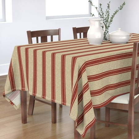 

Cotton Sateen Tablecloth 70 x 144 - Large Western Stripe Red Cowboy Colorado Rodeo Vintage Print Custom Table Linens by Spoonflower