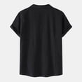 thumbnail image 3 of KaLI_store Mens Button Down Shirts Short Sleeve Casual Summer Beach Cotton Linen TShirts Band Collar Slim Fit Shirt Black,XL, 3 of 5