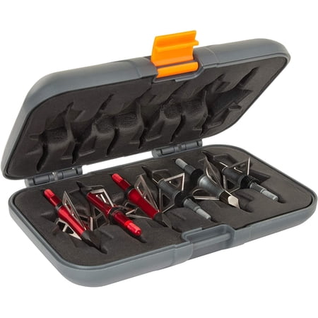 Allen Company Titan Broadhead Box & Caddy - Holds 6 Broadheads with Closed Width Up to 1-3/8 - Outdoor Sto for Bow Compound Bow Crossbow Accessories - Gray/Orange
