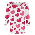 thumbnail image 4 of Tops for Womens Valentine's Day 3/4 Sleeve Tshirts Fashion Cute Heart Graphic Tee Shirts Outfits, 4 of 5