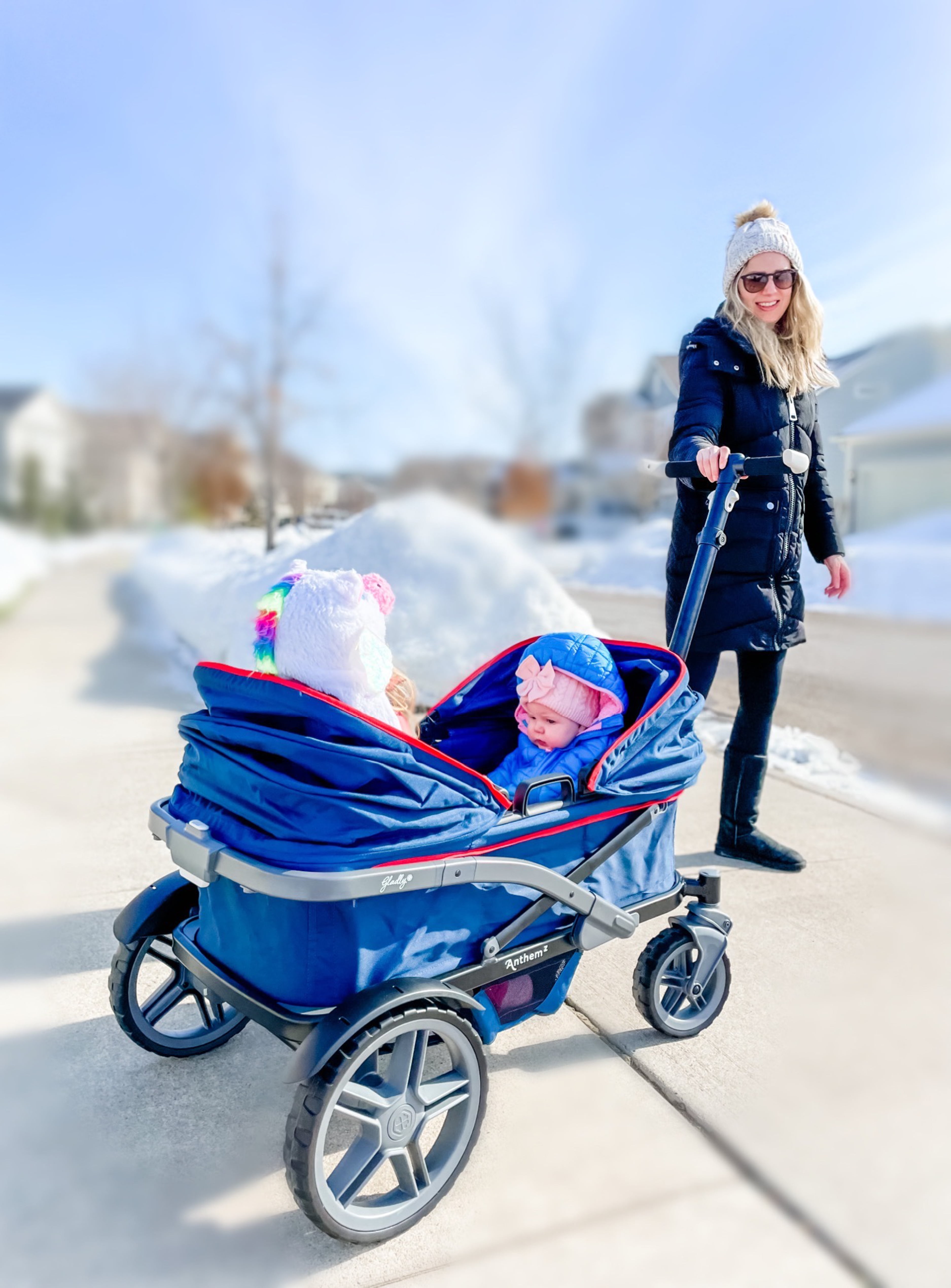 Gladly Family AnthemZ All-Terrain 2-Seater Wagon Stroller, Foldable, Wild Berry, 42 lbs., Adult Usage