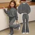 thumbnail image 6 of Grblisyd Girls 2 Piece Outfit Kids Fall Winter Leopard Print Sweatshirt Tops and Trendy Bell Bottom Pants Set Back to School Clothes, 6 of 7