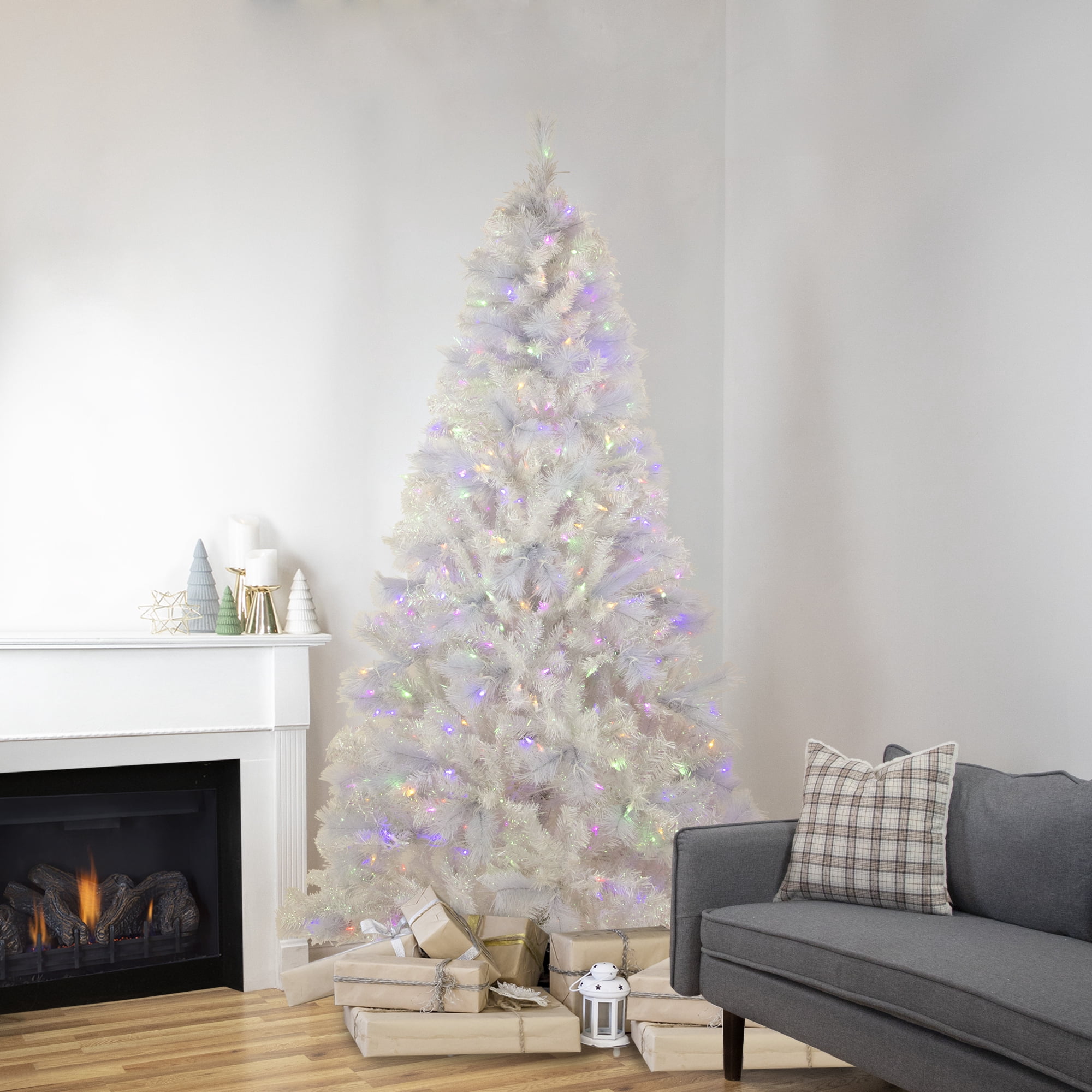 Northlight Clear Prelit Dual Function LED Incandescent White Hinged Spruce Artificial Christmas Tree, 6.5'