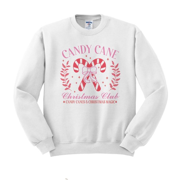 Candy Cane Christmas Club Sweatshirt Unisex Large White