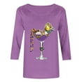 thumbnail image 4 of XUNKUSGA Mardi Gras Outfit for Women Fashion Carnival Funny Graphic 3/4 Sleeve Tops for Women Casual Crewneck T-Shirts for Women Comfortable Classic Versatile Shirts for Women S-3XL Purple, 4 of 4