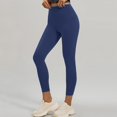thumbnail image 4 of OIOLOYJM Yoga Pants Women High Waist Tummy Control Yoga Pants Casual Lounge Workout Athletic Booty Tights Blue L, 4 of 5