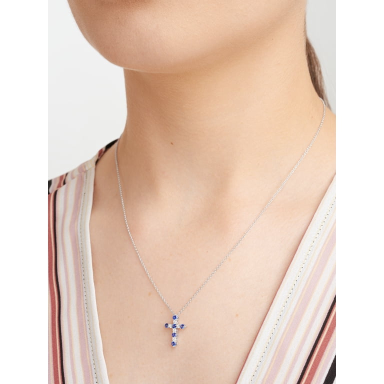 Forever Facets Jewelry Platinum Over Sterling Silver Created Blue