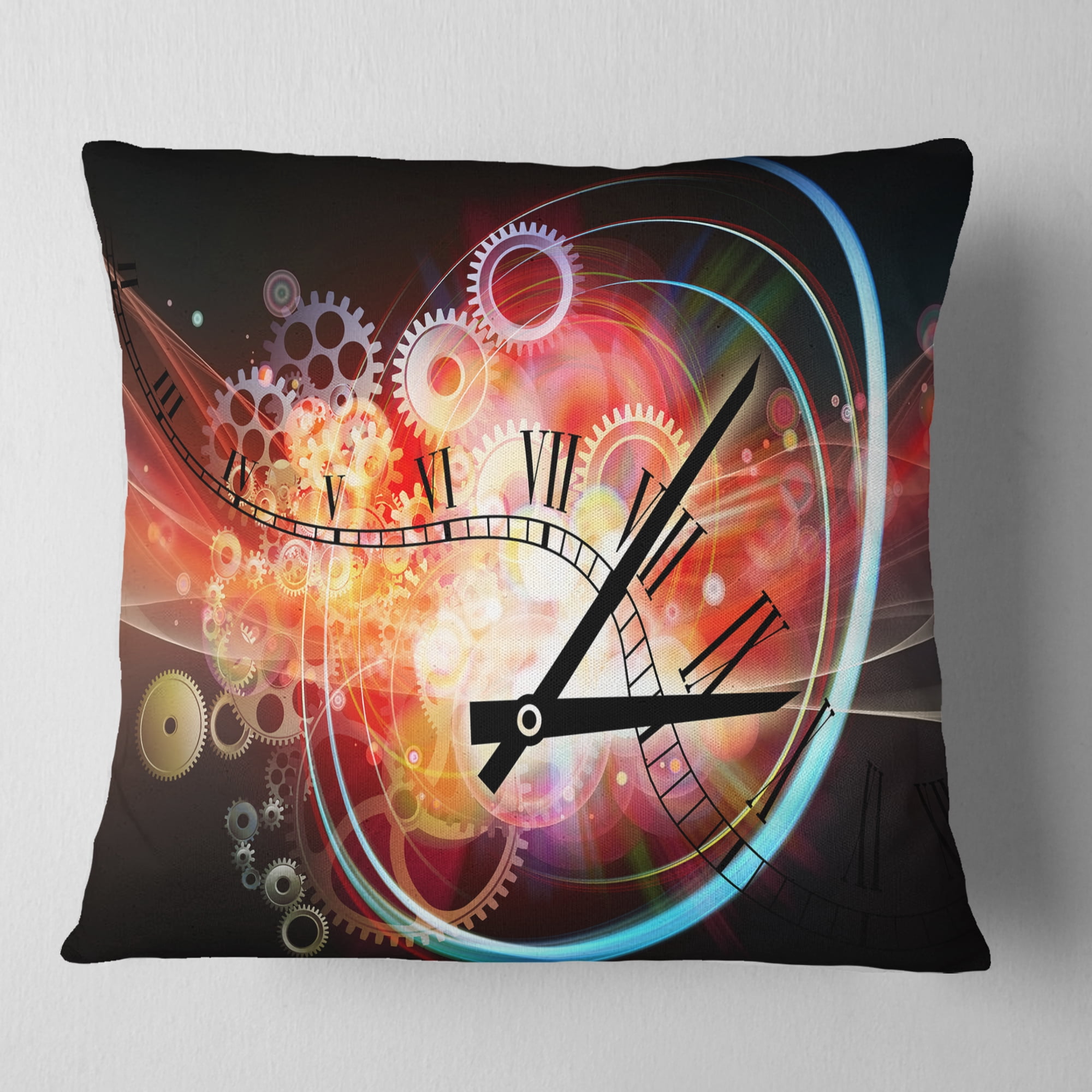 Designart Interesting Clock - Contemporary Throw Pillow - 16x16