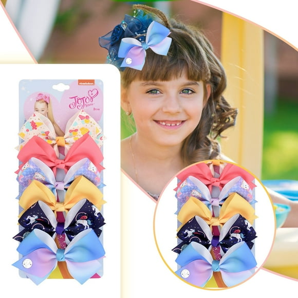 Clearance DHALL Hair Clips for Women 6 Pieces In A Clip Girls Hair Bow, Grosgrain Ribbon Bow Clip Clip, Rainbow Girls Hair Bow Claw Clips Banana Clip