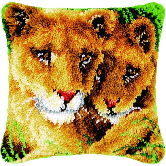 ShowNiceArt Latch Hook Pillow Kits for Adults Pillow,Lion | Embroidery Creative Craft Home Decor Ideal for Learning Pillow Making 43×43cm/17*17in