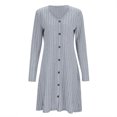 thumbnail image 1 of Gibobby Vestidos de sueter Vestido de manga larga con cintura abotonada y cuello en V de color sólido para mujer(Gris,CH), 1 of 4