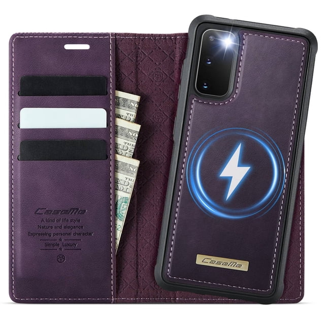 Funda Billetera Desmontable Magnética 2 en 1 Magsafe para Samsung Galaxy S20 con Tarjetero para Mujer y Hombre,Cuero PU Retro 【Bloqueo RFID】 Funda con soporte a prueba de golpes