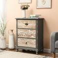 thumbnail image 3 of HomeStock Mountain Lodge 3-Drawer 32" H X 24" W Rustic Gray Carved Wood Accent Chest, 3 of 10
