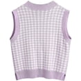 thumbnail image 1 of Suéter de punto con patrón de pata de gallo para mujer, chaleco sin mangas, suelto, con cuello en V, estilo años 90 Fokelyi WMZY-697-7, 1 of 1