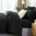 thumbnail image 4 of Flymme Full Size Comforter Sets 7 Pieces Bed in a Bag Black Bed Set Soft Microfiber Complete Bedding Sets with Stitch Quilted Comforter, Flat Sheet, Fitted Sheet, Pillowcases, 4 of 10