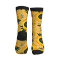 thumbnail image 3 of Crew Socks for Women Men, Bees and Sunflowers A  Moisture Running Athletic Football Striped Socks Cushion Tube Socks, 3 of 7