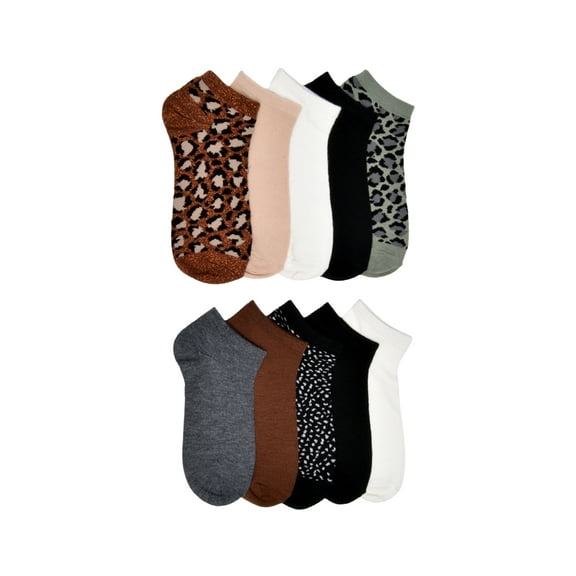 No Boundaries Women's Low-Cut Socks, 10-Pack, Sock Sizes 4-10