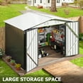 thumbnail image 3 of NETAJE 6'x8' Outdoor Metal Shed with Lockable Doors and Updated Frame for Backyard, White, 3 of 7