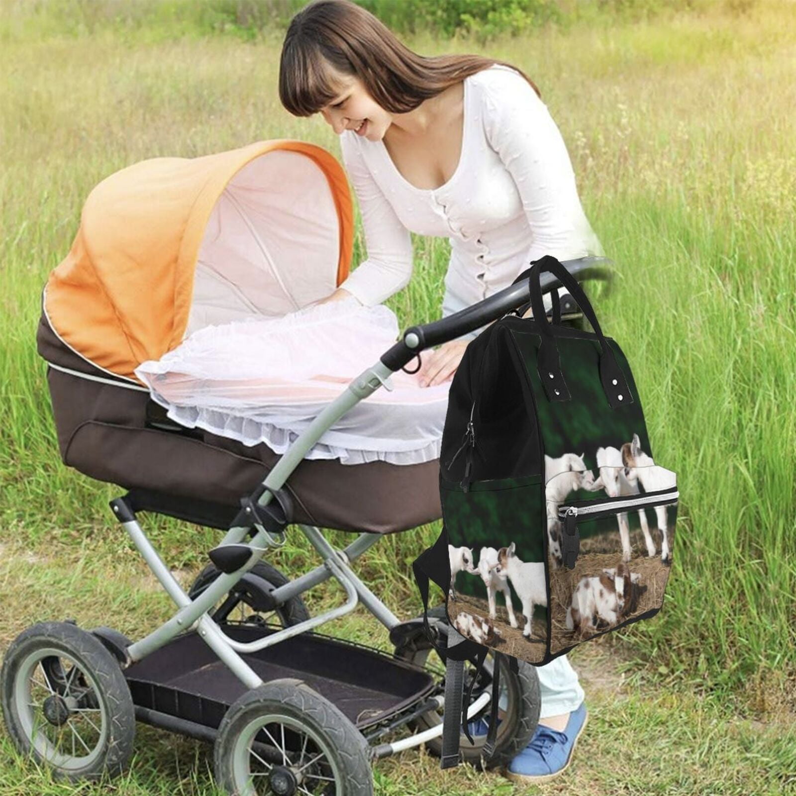 Defioc Cute Goat Baby for Baby Diaper Bag Backpack - Baby Bag for Boys & Girls - Diaper Backpack - Large Travel Diaper Bags- Baby Registry Search & Shower Gifts