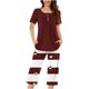 thumbnail image 2 of Sexy Pijama Conjunto para las Mujeres, Cuello Redondo Blusa de Manga Corta Y Pantalones, Traje de Moda Casual, 2 of 9