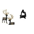 thumbnail image 1 of Estatua de resina de reno y alce y escultura de pensador abstracto para mesa, sala de estar, oficina, estantería, armario, decoración de inauguración, 1 of 8