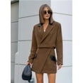 thumbnail image 5 of Womens Cropped Blazer Sets 2 Piece Outfits and Mini Skirt Sets Business Casual Suits Brown M, 5 of 9