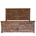 thumbnail image 4 of Handmade Hand Craved King Size Bed With Shutter Style Headboard & Footboard | Farmhouse Style Distressed Bedroom Bed, 4 of 9