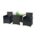 thumbnail image 2 of Gymax 3PCS Patio Wicker Bistro Set PE Rattan Dining Table Set w/ Navy Cushions, 2 of 10