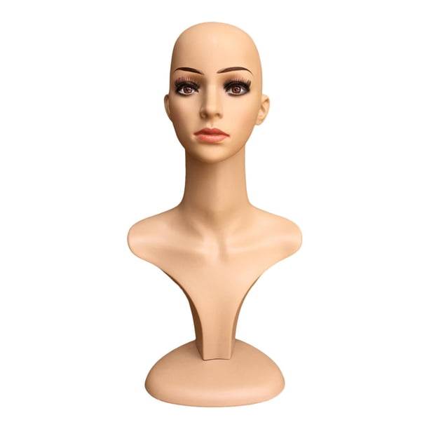 Cabeza de exhibición de maniquí, modelo de exhibición de sombreros, con modelo de exhibición de peluca de maniquí de mujer duradera para postizos,
