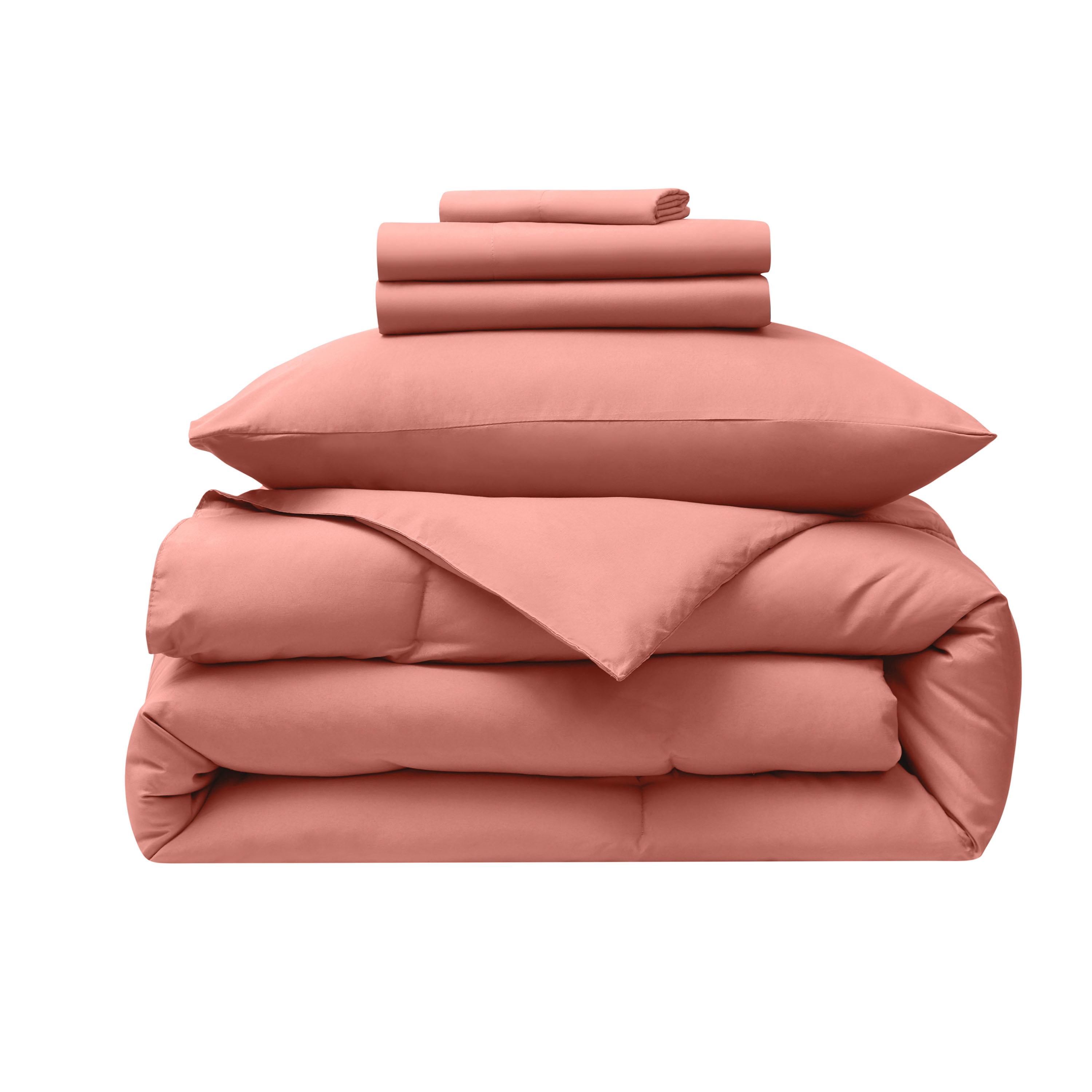 LammaLoe Twin XL Comforter Sets, 5 Piece Bed in a Bag, Ultra Soft Dorm Bedding Comforter Set with Sheets, All Season Bed Set, Terracotta
