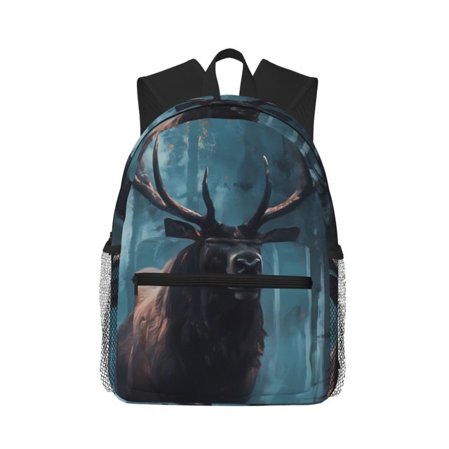 Disketp Mystical Forest Elk Mochila Ligera Clásica con Múltiples Bolsillos, Mochila Casual para Hombre y Mujer, Ideal para Escuela, Trabajo y Viajes