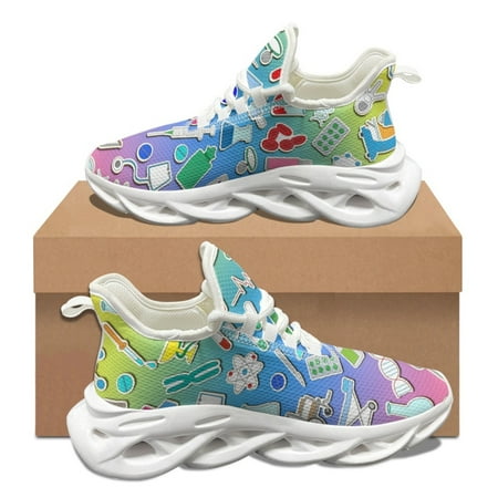 

Gradient Color Medical Tools Pattern Women s Autu Winter Sneakers Non-slip Round Toe Casual Shoes Dirt Resistant Flats