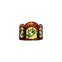 CHLOE Iggy Tiffany-glass Floral Design 3pcs Folding Fireplace Screen 42" Wide