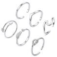 thumbnail image 1 of Juego de 6 anillos de nudillos sencillos, anillo ajustable para dedo, joyería, 1 of 3