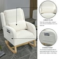 thumbnail image 6 of Accent Rocking Chair with Lumbar Pillow, Upholstered Teddy Fabric Rocker Recliner Chair with High Back and Two Side Pockets, Comfy Armchair Rocker Glider Chair for Living Room, Bedroom, White, 6 of 9