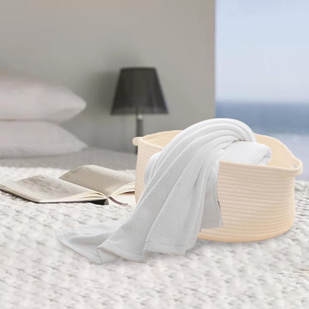 Cestas de almacenamiento de estantes de cuerda perfecl cestas decorativas para almacenamiento armario cestas tejidas Blanco grande Cesta de Sundies